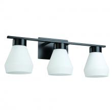Eglo 205617A - 3Lt Bath/Vanity Light With Matte Black Finish and White Glass Shades 3-60W E26 Bulbs