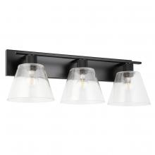 Eglo 205619A - 3 LT Bath/Vanity Light With Matte Black Finish and Clear Glass Shades 3-60W E26 Bulbs