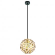 Eglo 39754A - 1 LT Pendant With Structured Black Finish and Geometric Shaped Brass Shade 1-60W E26 Bulb