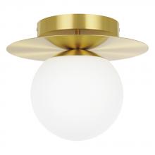 Eglo 39951A - Arenales - 1 LT Ceiling Light With a Brushed Brass Finish and White Opal Glass Shade