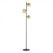 Eglo 39987A - Altimira - 3 LT Floor Lamp with Structured Black Finish and Brass Exterior and White Interior