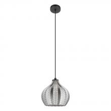 Eglo 43576A - Tamallat - 1 LT Pendant with Structured Black Finish and Vaporized Black Transparent Shade