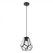 Eglo 43643A - Mardyke - 1 LT Pendant with Structured Black Finish and Geometric Clear Glass Shade