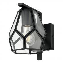 Eglo 43645A - Mardyke - 1 LT Wall Sconce with Structured Black Finish and Geometric Clear Glass Shade