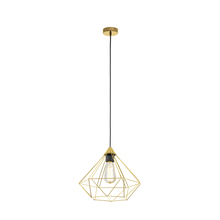 Eglo 43679A - Tarbes - 1 LT Open Frame Geometric Pendant with Brushed Brass Finish with Black Acccents