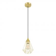 Eglo 43681A - Tarbes - 1 LT Open Frame Geometric Mini Pendant with Brushed Brass Finish with Black Acccents