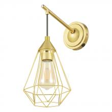 Eglo 43684A - Tarbes - 1 LT Open Frame Geometric Wall Light with Brushed Brass Finish with Black Accents