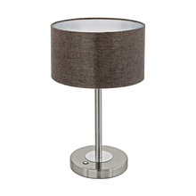 Eglo 95343A - 1x12W Table Lamp w/ Stain Nickel/Chrome Finish & Brown Linen Shade