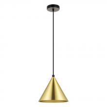 Eglo 99591A - 1 LT Mini Pendant Structured Black Finish With Brushed Brass Metal Shade 1-40W E26 Bulb