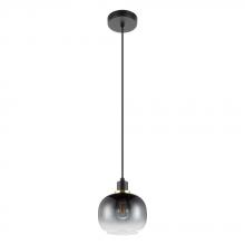 Eglo 99616A - 1 LT Pendant Structured Black Finish With Vaporized Black Glass Shade 1-40W E26 Bulb
