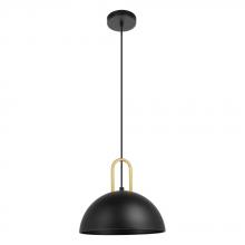 Eglo 99693A - 1 LT Pendant With Structured Black Finish and Brushed Brass Accents 1-60W E26 Bulb