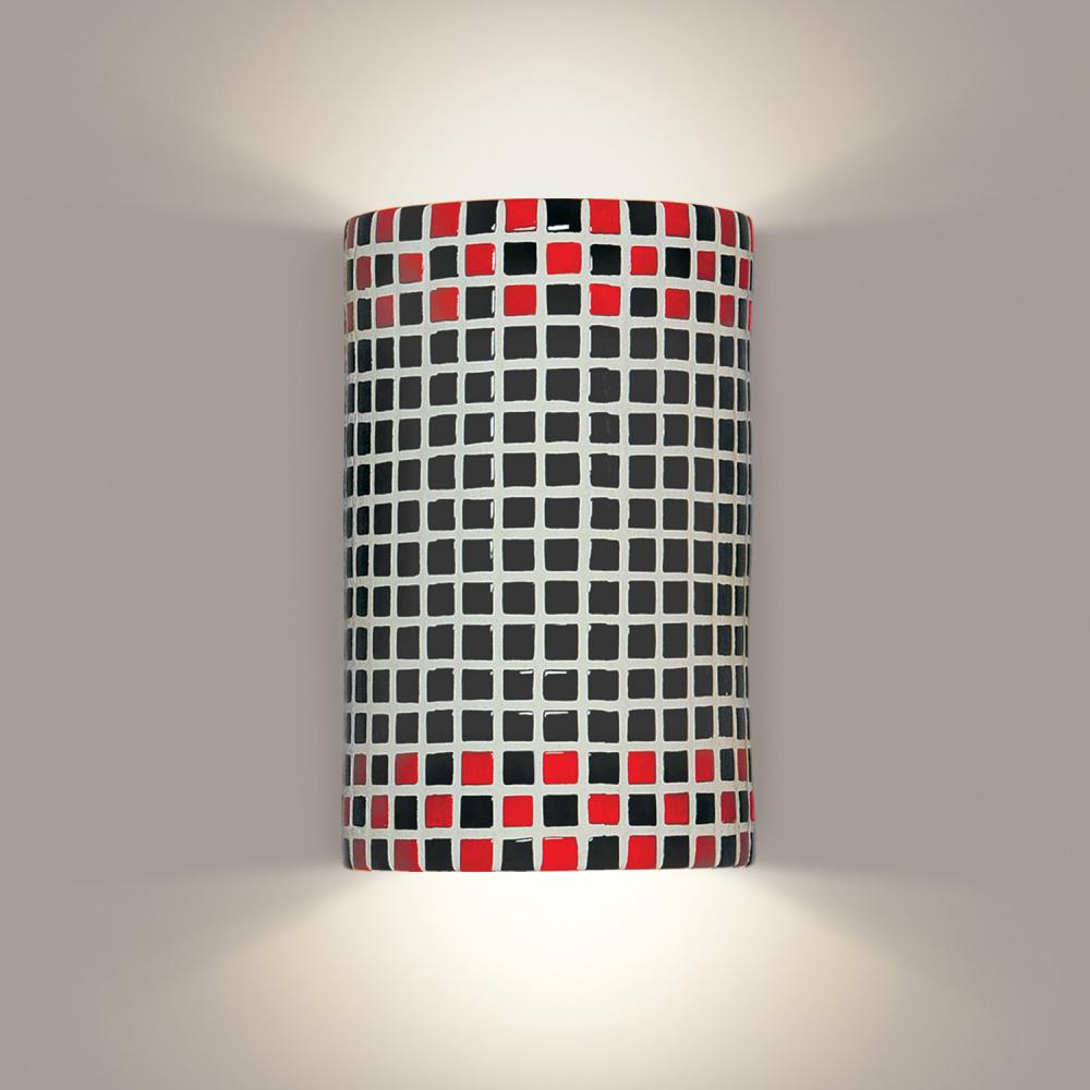 Checkers Wall Sconce Red and Black (Wet Sealed Top, E26 Base LED (Bulb included))