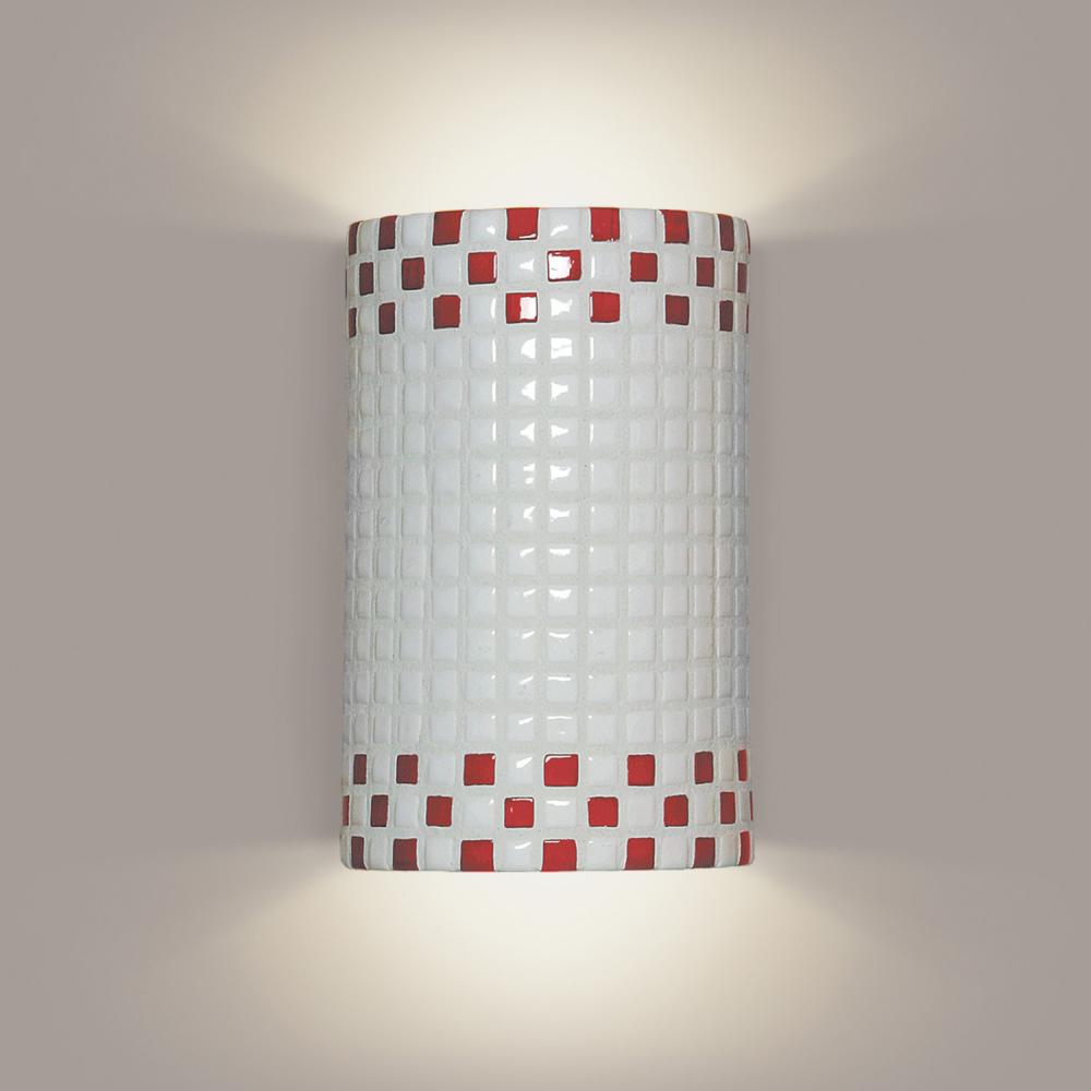 Checkers Wall Sconce Red and White (Wet Sealed Top, E26 Base LED (Bulb included))