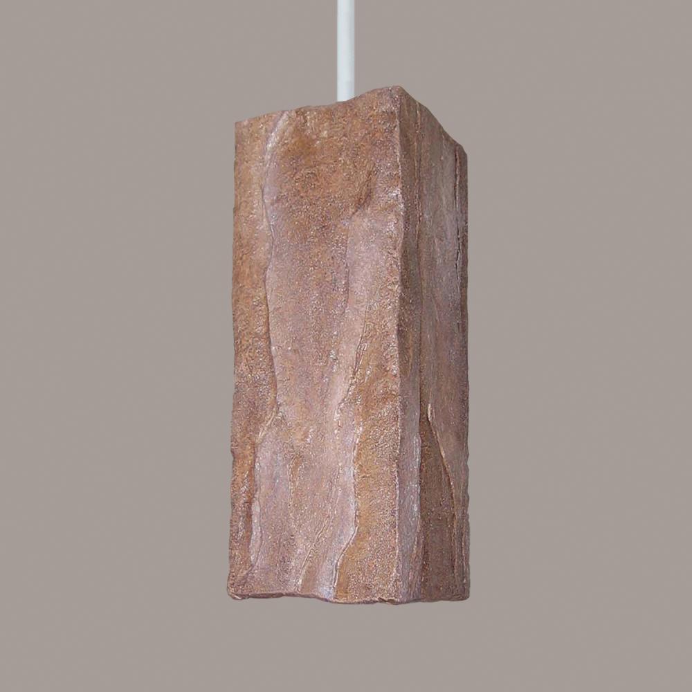 Stone Pendant Brown (White Cord & Canopy)
