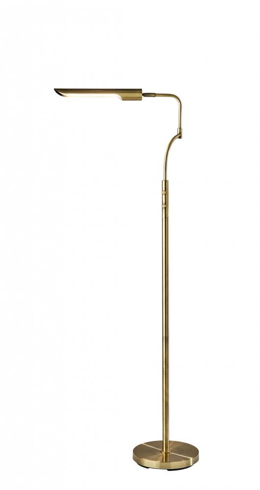 Zane LED Floor Lamp w. Smart Switch - Antique Brass