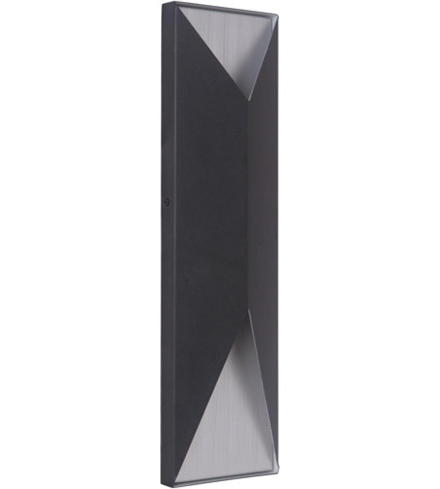 Peak 2 Light Large LED Outdoor Pocket Sconce in Textured Black/Brushed Aluminum