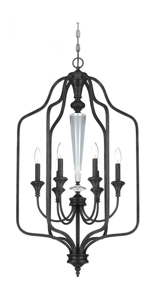 Boulevard 6 Light Foyer in Mocha Bronze/Silver Accents