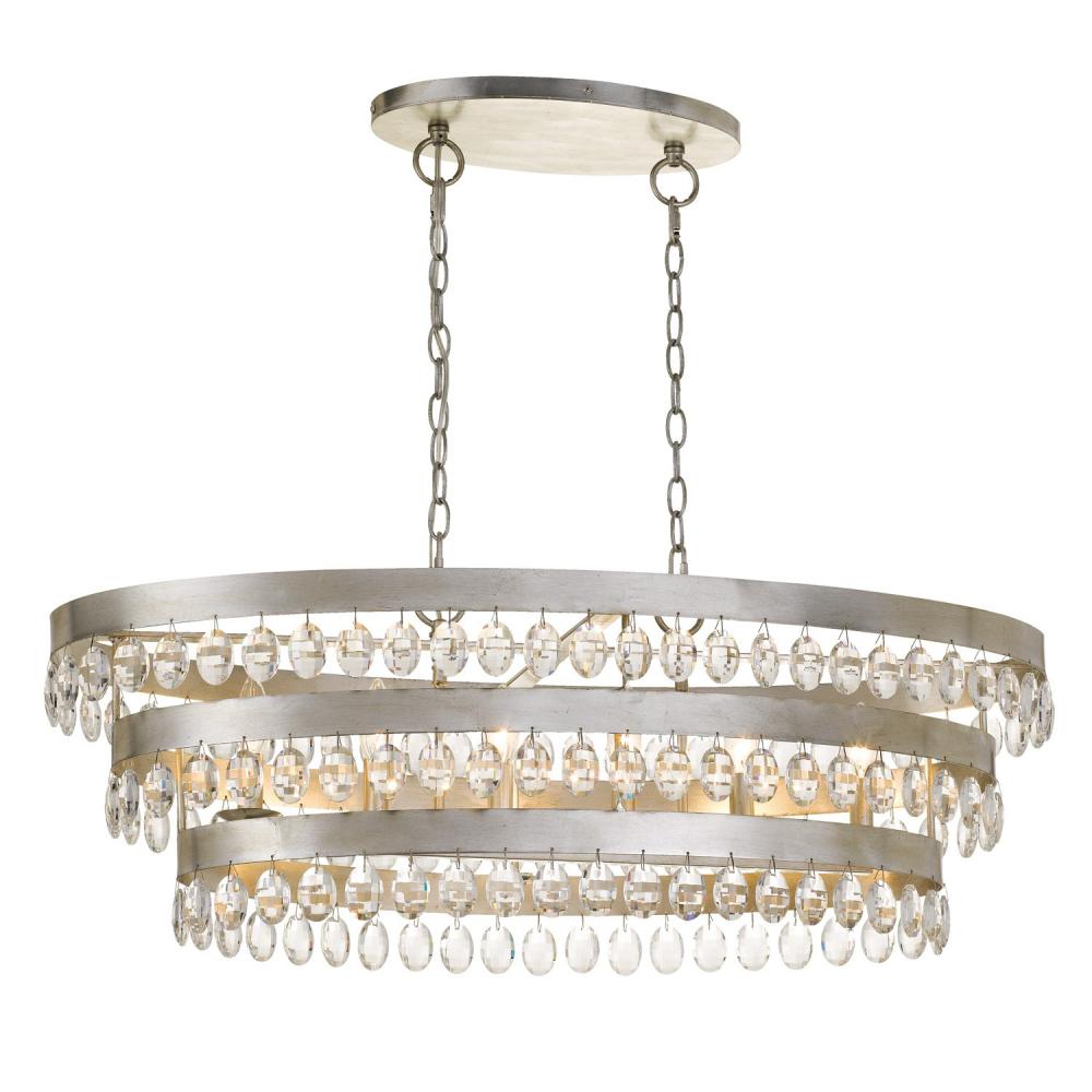 Perla 6 Light Antique Silver Linear Chandelier