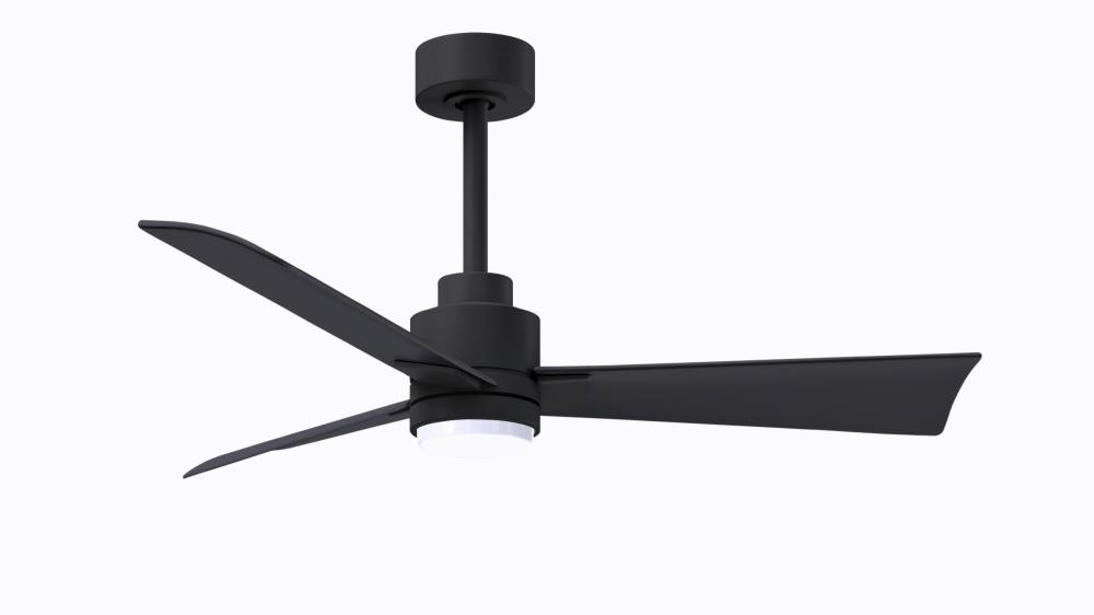 Alessandra 3-blade transitional ceiling fan in matte black finish with matte black blades. Optimiz