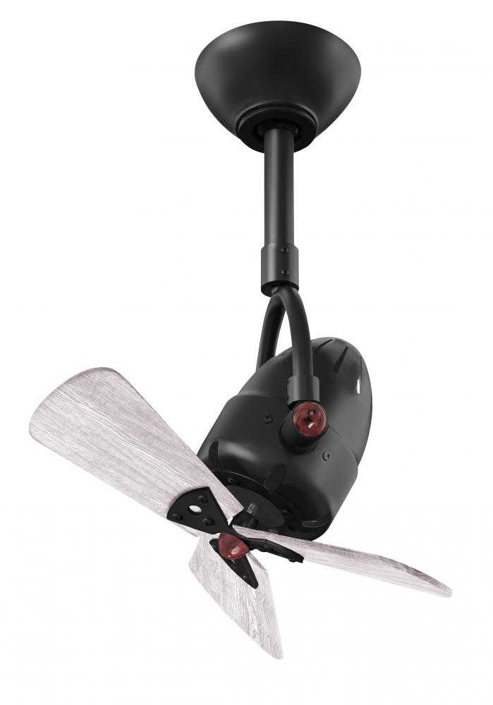 Diane oscillating ceiling fan in Matte Black finish with solid barn wood blades.