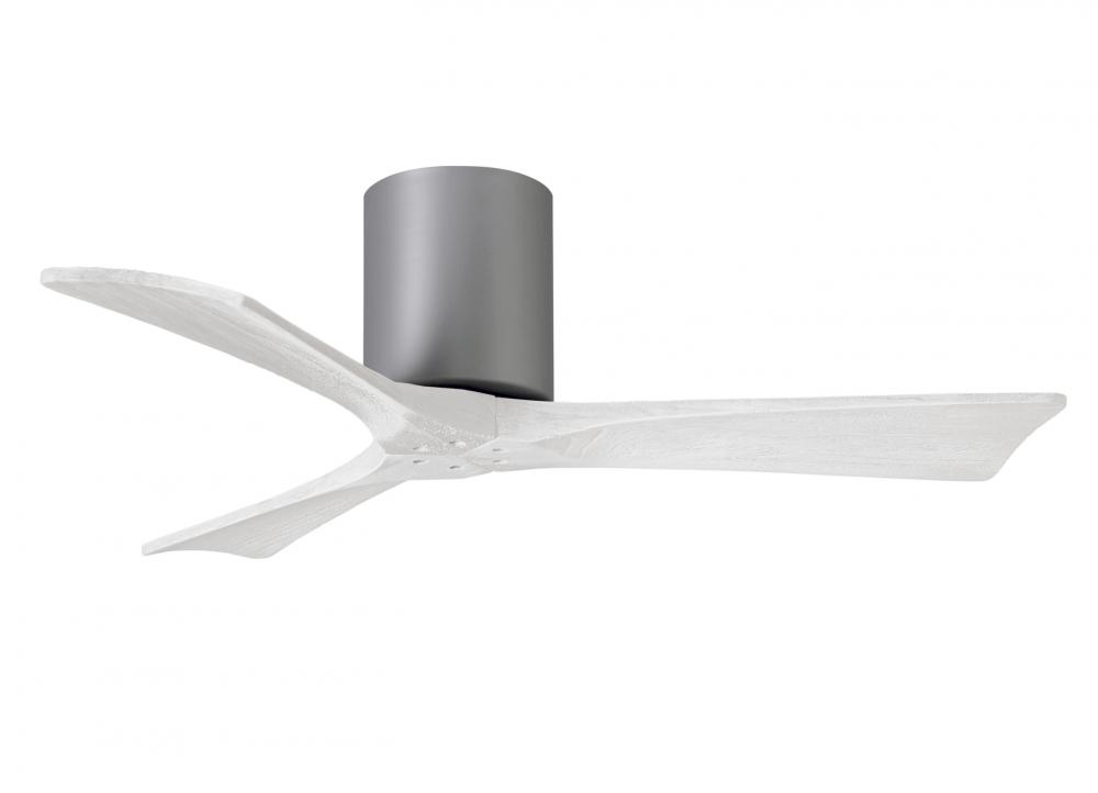 Irene-3H three-blade flush mount paddle fan in Brushed Nickel finish with 42” solid matte white
