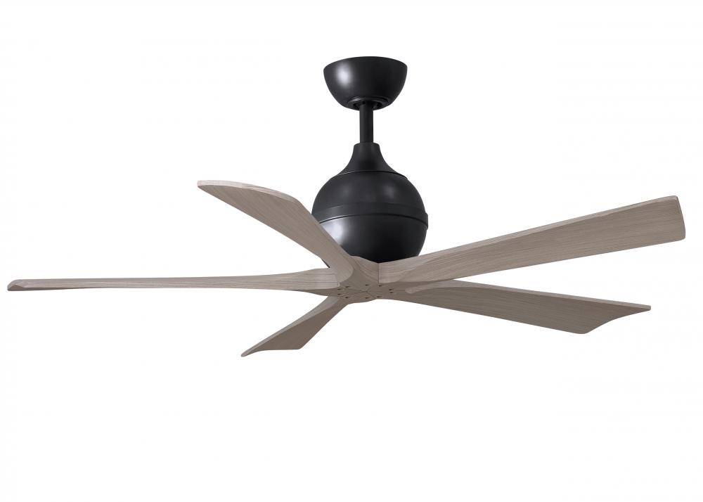 Irene-5 five-blade paddle fan in Matte Black finish with 52" with gray ash blades.