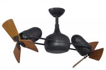 Matthews Fan Company DG-BK-WD - Dagny 360° double-headed rotational ceiling fan in Matte Black finish with solid mahogany tone wo