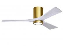 Matthews Fan Company IR3HLK-BRBR-MWH-52 - Irene-3HLK three-blade flush mount paddle fan in Brushed Brass finish with 52” solid matte white