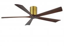 Matthews Fan Company IR5H-BRBR-WA-60 - Irene-5H five-blade flush mount paddle fan in Brushed Brass finish with 60” solid walnut tone bl
