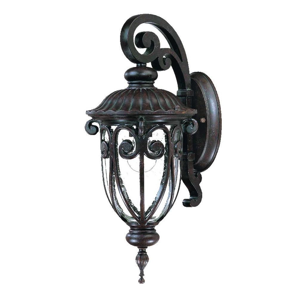 Naples Collection Wall-Mount 1-Light Outdoor Marbleized Mahogany Light Fixture