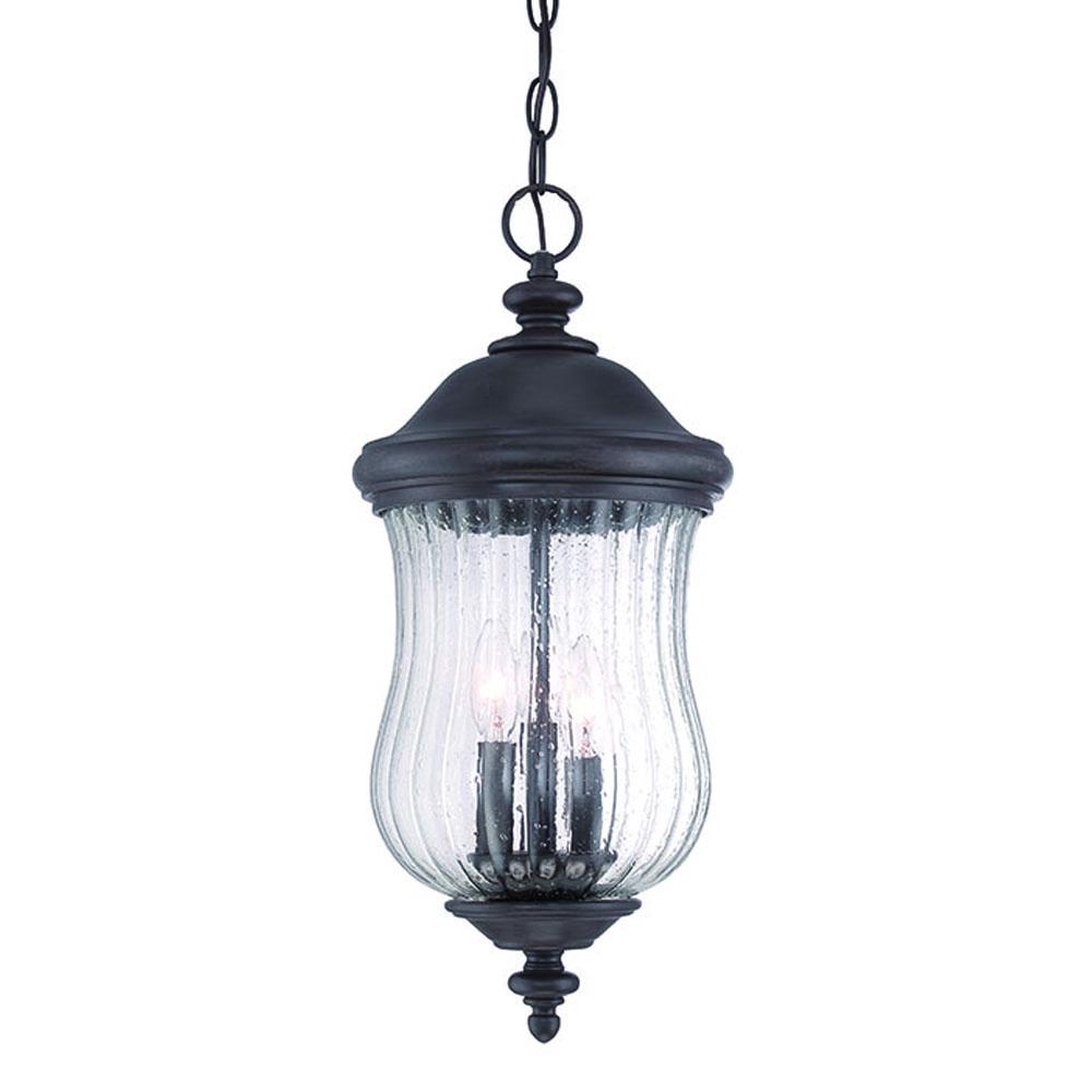 Bellagio Collection Hanging Lantern 3-Light Outdoor Black Coral Light Fixture