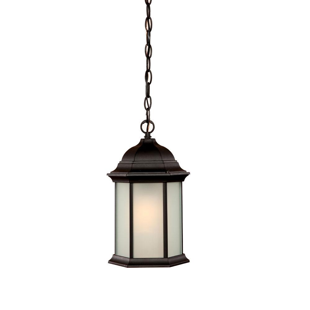 Madison 1-Light Matte Black Hanging Light With Frosted Glass