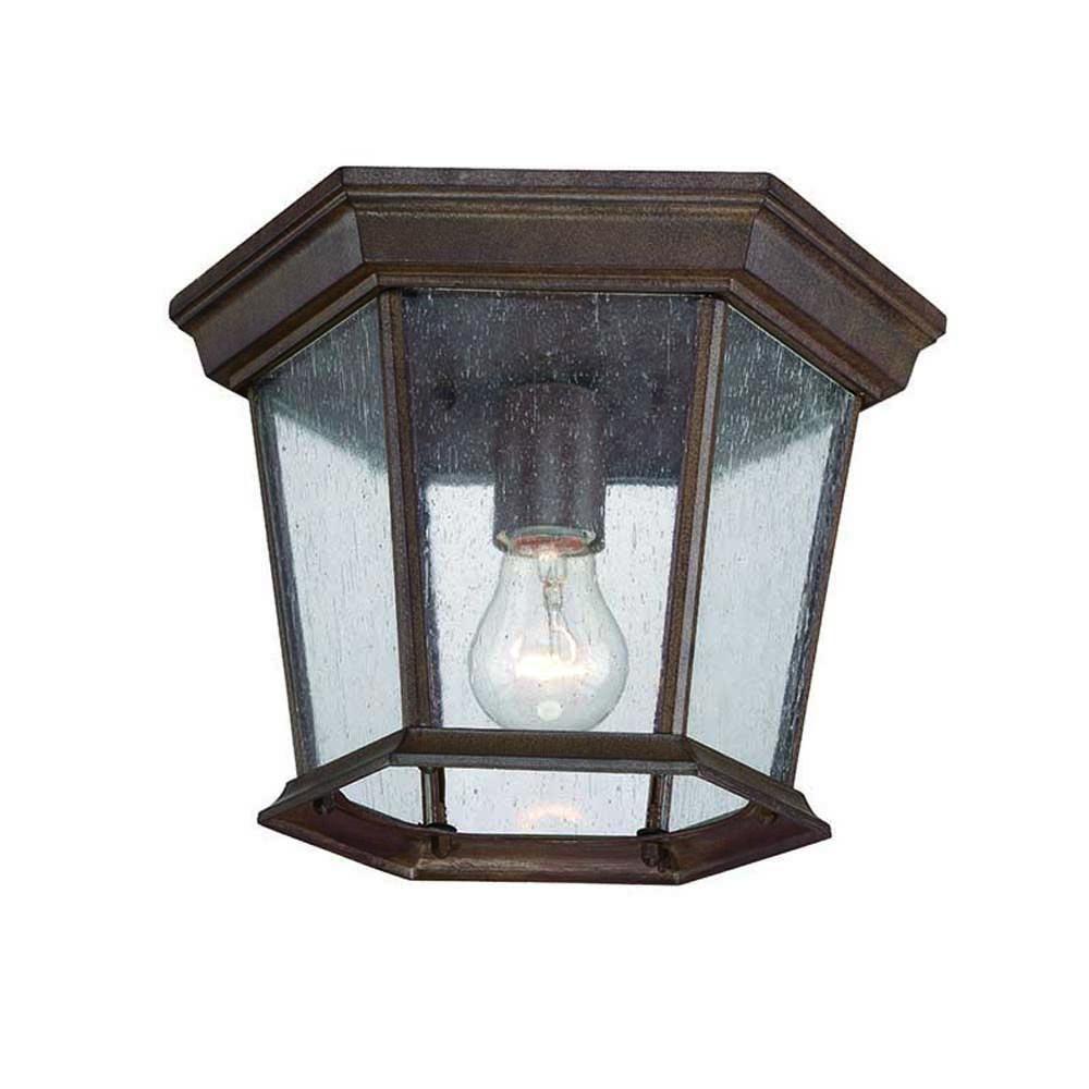 Dover Collection Ceiling-Mount 1-Light Outdoor Burled Walnut Light Fixture