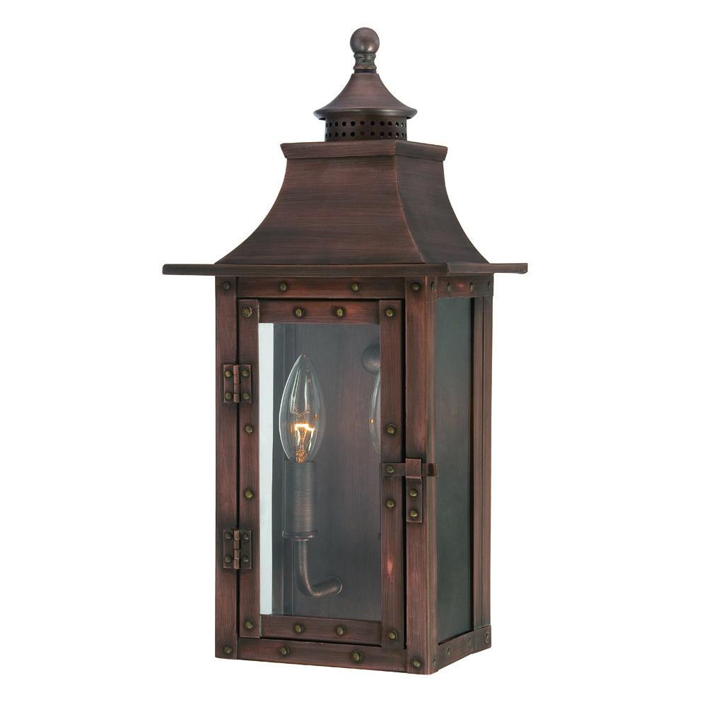 St. Charles Collection Wall-Mount 2-Light Outdoor Copper Patina Light Fixture