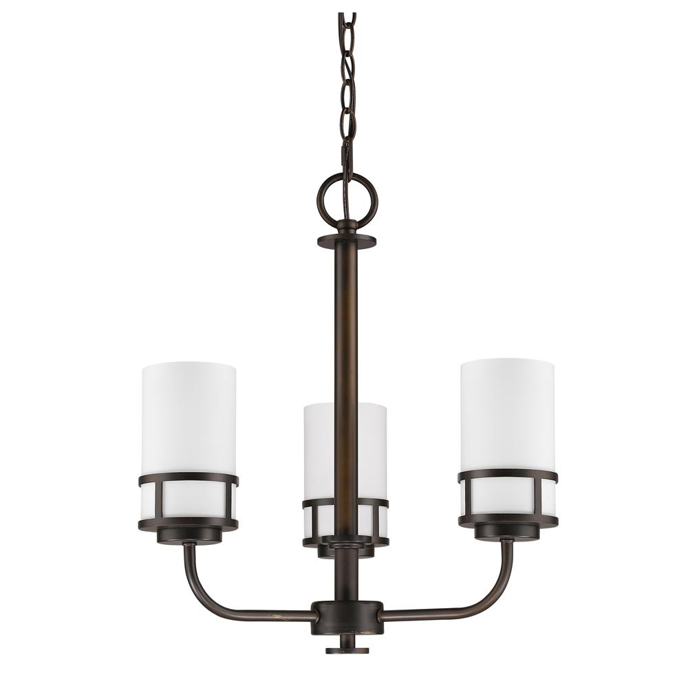 Alexis 3-Light Oil-Rubbed Bronze Chandelier With Etched Glass Shades