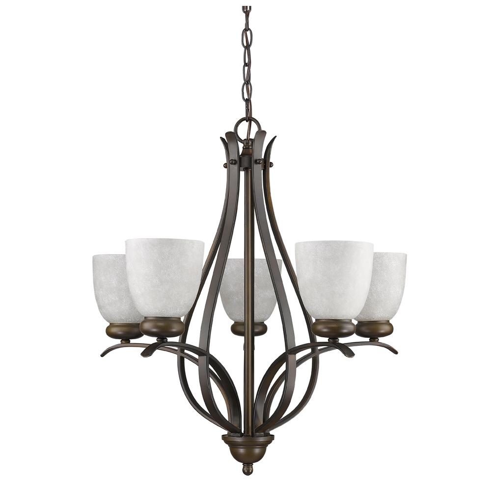 Alana 5-Light Oil-Rubbed Bronze Chandelier With Etched Glass Shades
