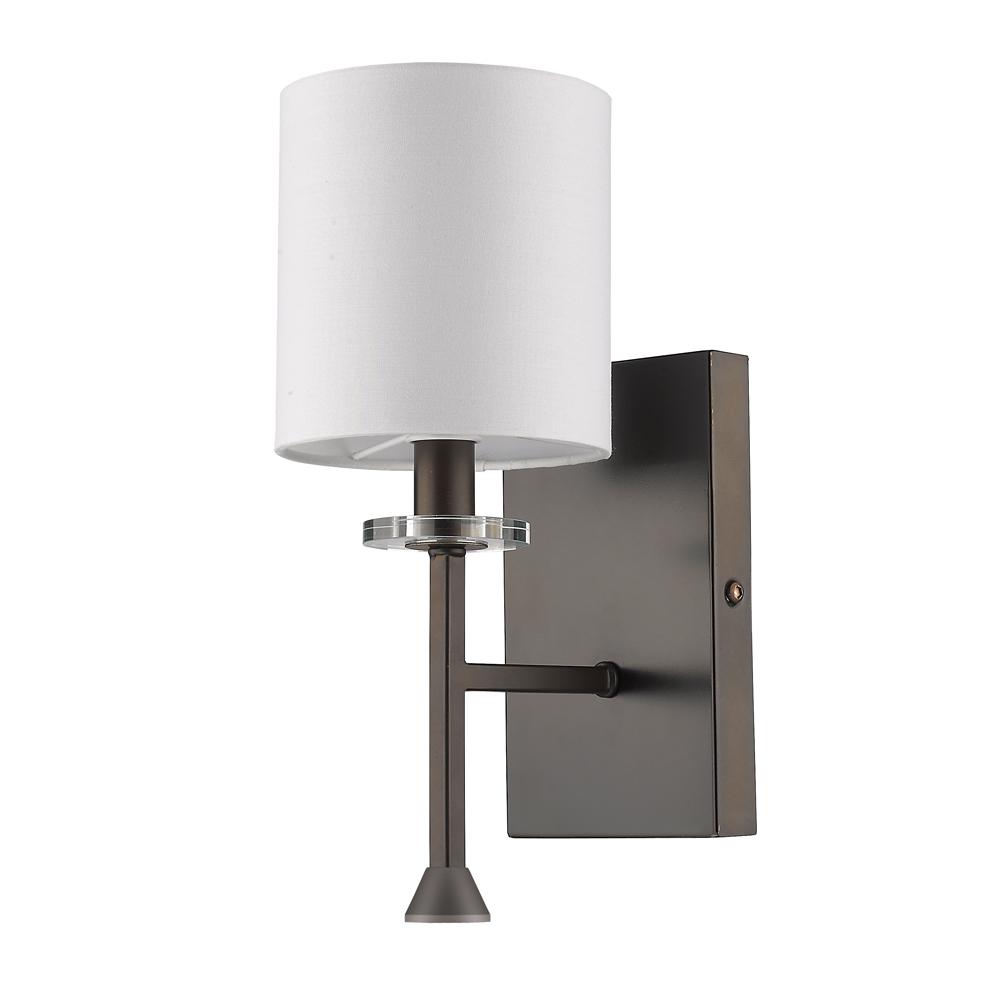 Kara Indoor 1-Light Sconce W/Shade & Crystal Bobeche In Oil Rubbed Bronze