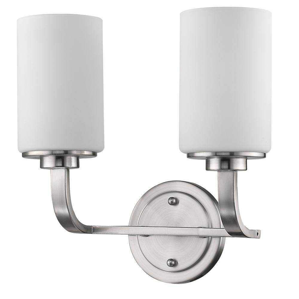 Addison 2-Light Satin Nickel Vanity Light With Etched Glass Shades