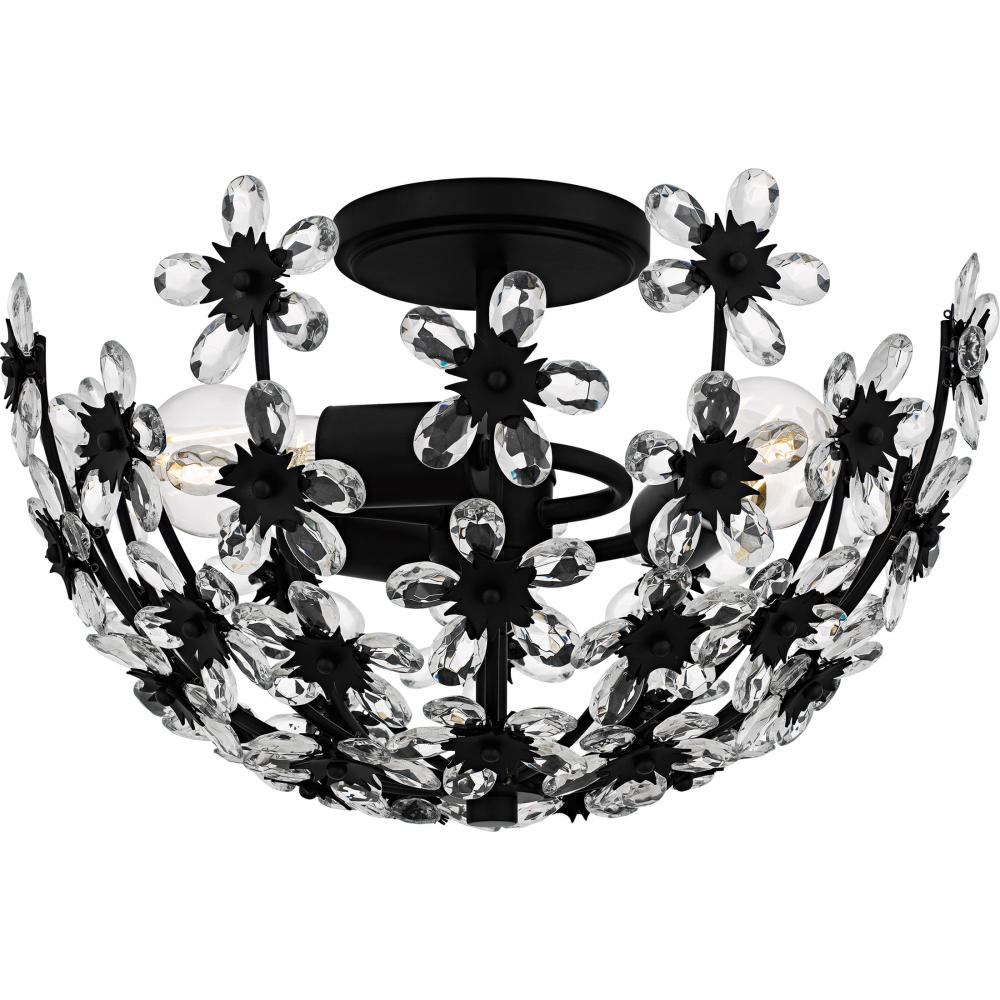 Rosemary 3-Light Matte Black Semi-Flush Mount