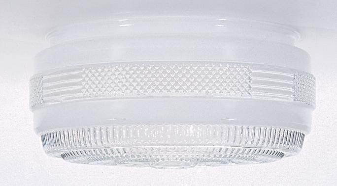 Outside White Drum Glass Shade With Clear Sides And Bottom; Diameter 6-1/2 inch; Fitter 5-7/8 inch;