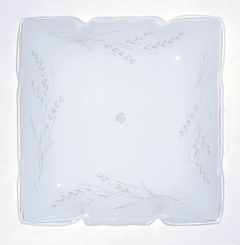 12 inch Square; Ruffled Glass Lamp Shade; White Finish; Wheat Design