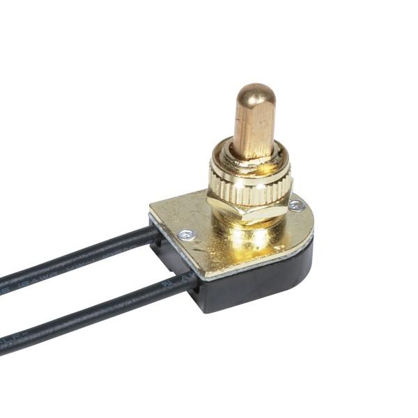 On-Off Metal Push Switch; 3/8" Metal Bushing; Single Circuit; 6A-125V, 3A-250V Rating; Brass