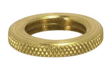Brass Round Knurled Locknut; 9/16" Diameter; 1/8 IP; 3/32" Thick; Burnished And Lacquered