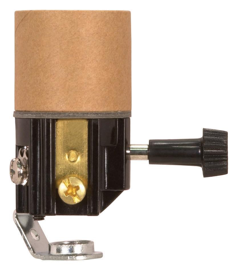 Turn Knob Socket With Paper Liner; 2" Height; On-Off Turn Knob; Screw Terminals; 1/8 IP; Inside