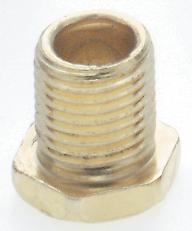 Steel Hexagon Head Nipple; Brass Plated; 1/8 IP; 3/8" x 1/2" Overall