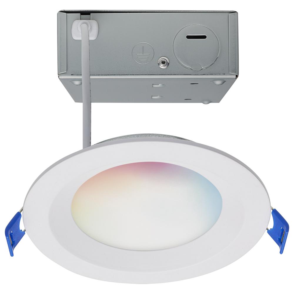 9 Watt; LED Direct Wire; Low Profile Regress Baffle Downlight; 4 Inch Round; Starfish IOT; Tunable