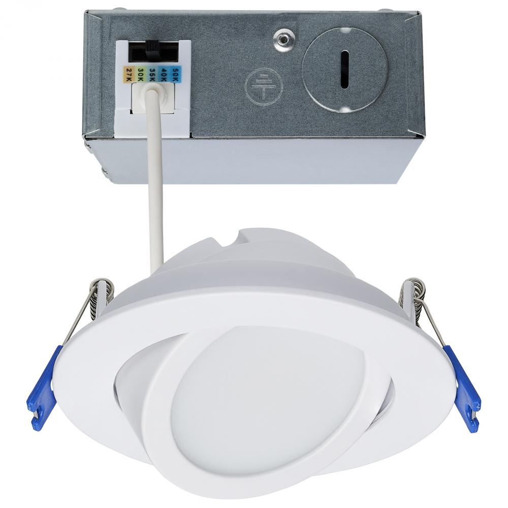 11 Watt; 4"; Directional Low-Profile Downlight; CCT Selectable; 120 Volt; White Finish