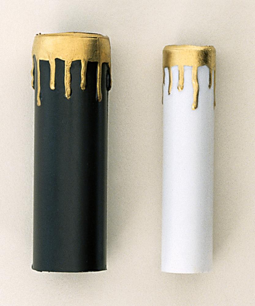 2 Candle Covers; White With Gold Drip; 4" Height