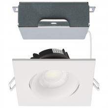 Satco Products Inc. S11627R1 - 12 Watt LED Direct Wire Downlight; Gimbaled; 3.5 Inch; CCT Selectable; Square; Remote Driver; White