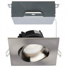 Satco Products Inc. S11629R1 - 12 Watt LED Direct Wire Downlight; Gimbaled; 3.5 Inch; CCT Selectable; Square; Remote Driver;